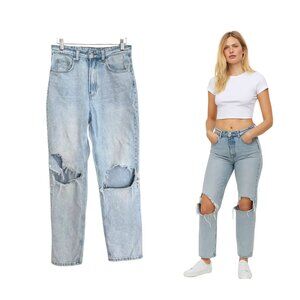 H&M Jeans Women 4 Light Wash 90’s Straight Ultra High Waist Rise Blue Denim